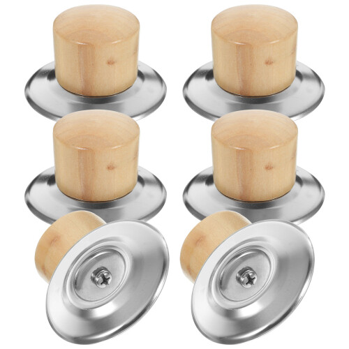6Jgo Pomos Para Tapas De Ollas Multiusos Inoxidable Y Madera