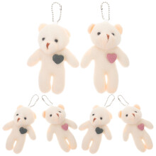 6Stk Niedliche Plüsch Taschenanhänger Beige Weicher Keychain