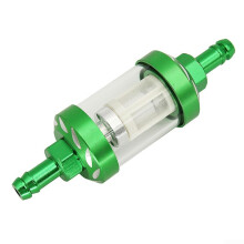 Aluminum Alloy Fuel Filter For Motorcycle, ATV, Dirt Bike With Transparent Shell And Threaded Design, Red Or Green