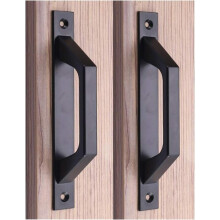 Sliding Barn Door Handle, Sliding Barn Door Handle Aluminium Alloy Door Pull Handle for Interior Exterior Doors Wardrobes Closets, Matte Black Surface