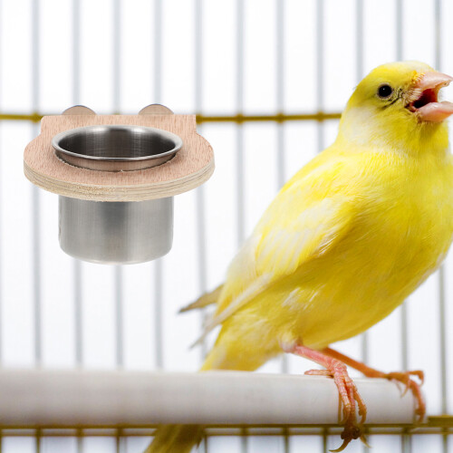 Vogelkäfig Futter- Und Wasserschale Mit Holzdesign 2