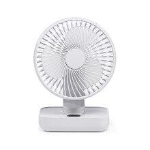Small Desk Fan 4000mAh Battery Operated USB Powered 4 Speeds Oscillation White For Home Office Travel Camping