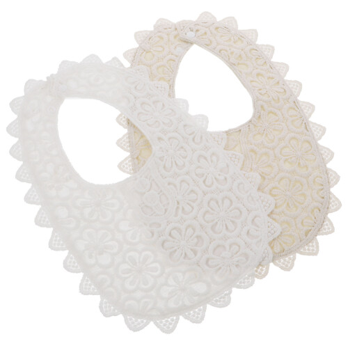2Ud Baberos De Con Encaje Para Bebé, Absorbentes Y Ajustables