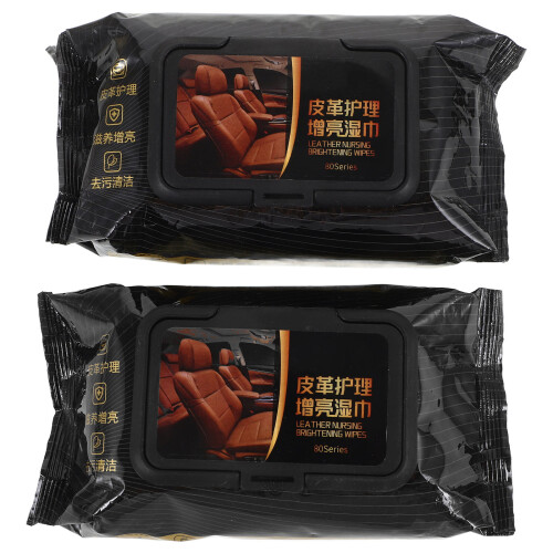 2Pz Salviette Nero Per Interni Auto Scarpe