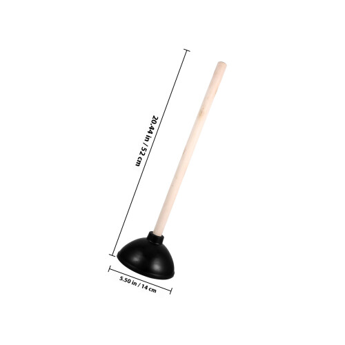 Desatascador Para Lavabo E Inodoro Negro Con Mango De Madera 1