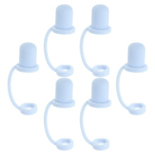 6Ud Tapones De Silicona Azul Para Pajillas, Protección Y