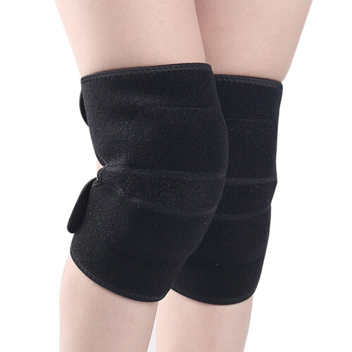 1Paio Ginocchiere Sportive Nero Con Elastiche E Doppie Cinghie