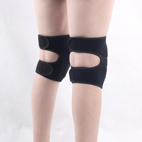 1Paio Ginocchiere Sportive Nero Con Elastiche E Doppie Cinghie 1