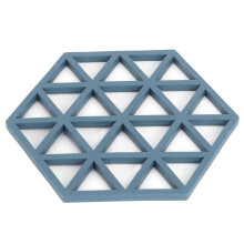 TPR Dining Table Heat Insulated Mat Set Of 4, Blue Hexagonal Grid, Table Mat And Cup Pad Coaster, Kitchen Accessory