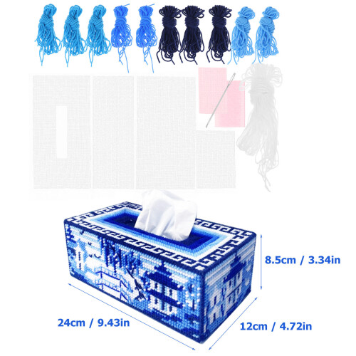1Set Kruissteek Tissuebox Kit Met En Plastic Voor Thuisgebruik 2