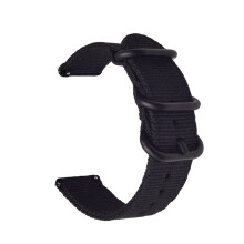 18/20/22/200mm Nylon Watch Band Quickrelease Canvas Strap, Black, 22mm