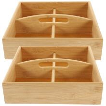 2Ud Caja De Madera Con 4 Compartimentos Para Secos Y Snacks