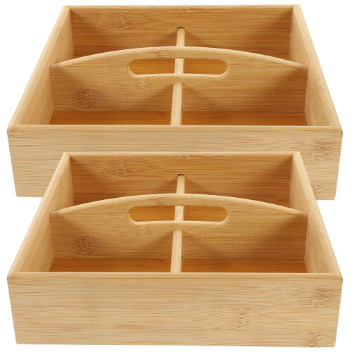 2Ud Caja De Madera Con 4 Compartimentos Para Secos Y Snacks