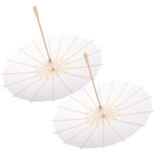 2Stk Oiled Paper Schirme Weiß Bambus Party Accessoire Kreativset
