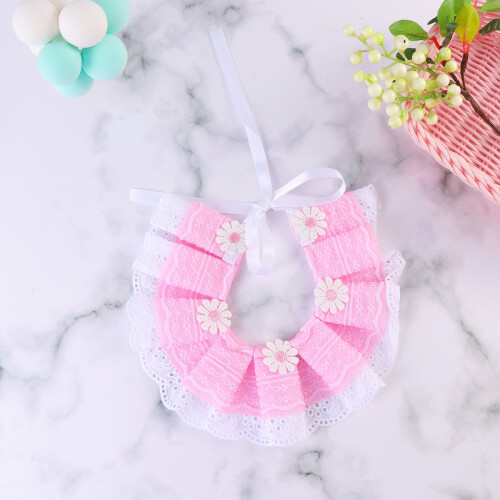 Collar Con Y Lazo De Encaje Rosa Para Perro Y 2