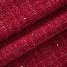 Plaid Tweed Fabric Thick Density 100cm X 145cm Burgundy For Jacket Skirt Bag Sewing DIY