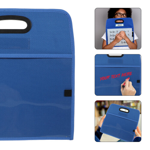 1Ud Bolsillo De Pizarra Reutilizable De Plástico Azul Para Escolar 2