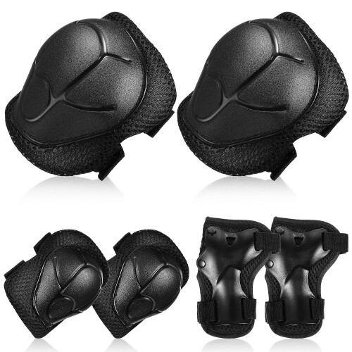 1Ensemble Protections Coudes Genoux Noir Mesh Pour Patinage 1