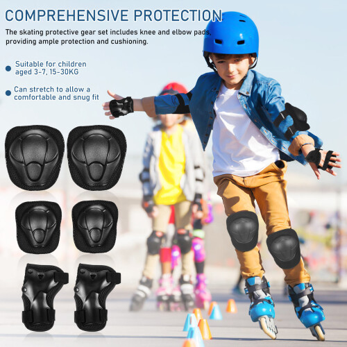 1Ensemble Protections Coudes Genoux Noir Mesh Pour Patinage 2