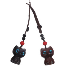 2Stk Schwarzes Holz Katzenanhänger Langlebig Schlüsselornament