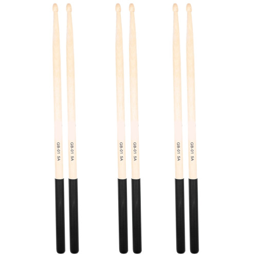 3Pares Baquetas Negras De Madera Para Y Percusión Profesional