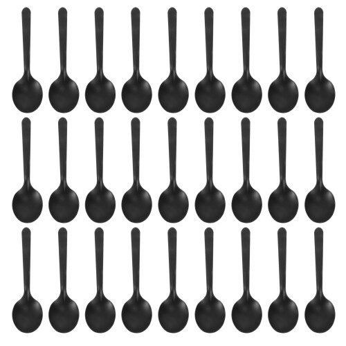 100Ud Cucharas Plásticas Negras Desechables Para Postres, Pudding Y