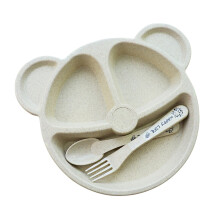 3Ud Bebé Beige Con Paja Y Cubiertos Para Niños