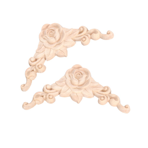 2Pièces Ornement Angle Sculpté Beige Pour Armoires
