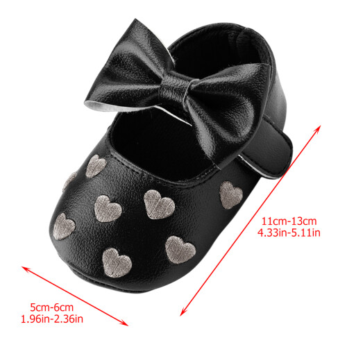 1Paire Chaussures Bébé Cœur Brodé Nœud - 2
