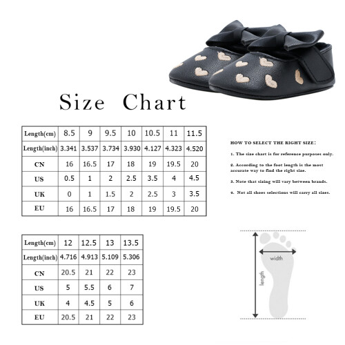 1Paire Chaussures Bébé Cœur Brodé Nœud - 1