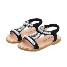 Shoes Zwarte Zachte PU Sandalen Met Parels Babymeisjes