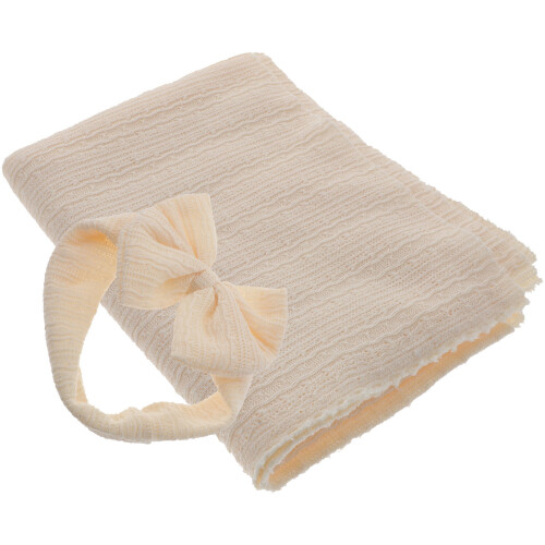 1Ensemble Couverture Emmaillotage Bébé En Polyester Blanc Avec Bandeau 2