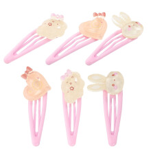 6Pz Fermagli Ragazze Metallo Rosa Coniglio Carini