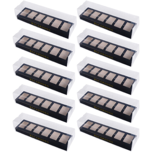 10Pz Scatole Packaging Nero Per Macarons E Dolci