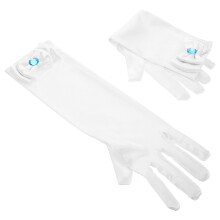 1Pair Long Satin Princess Gloves for Girls White Polyester Bow Design