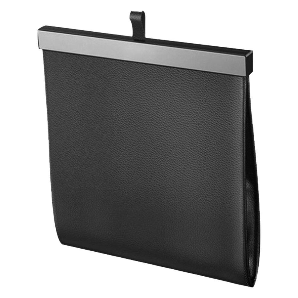 Aluminum Foldable Car Trash Bag Hanging Backseat Organizer Black 3572637756553