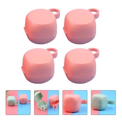 4Pcs Portable Pacifier Holder Pink Plastic Food-Grade Storage 1