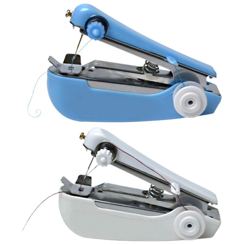 2Pcs Mini Manual Sewing Machine Set with Thread Portable Plastic Metal