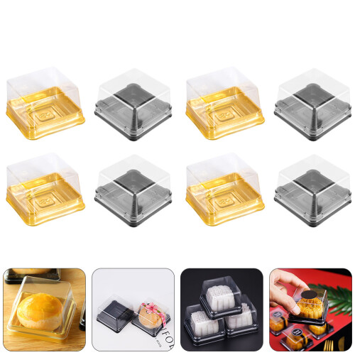 100Pz Scatole Per Dolci Nero Pet, Custodie Compatibili Con 2