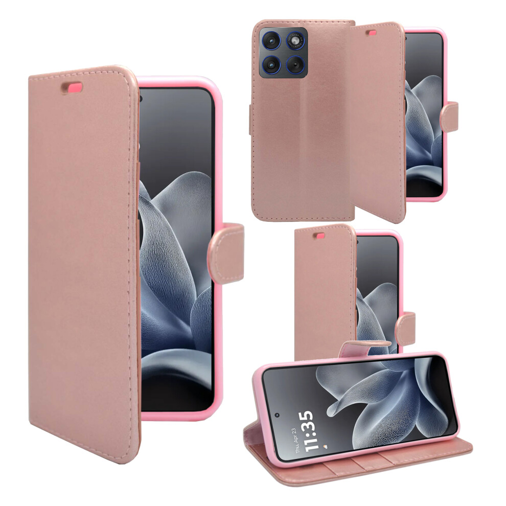 (Rose ) For Motorola Edge 70 Pro Wallet Flip Pu Leather Case Gold 3479325277836