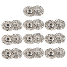 10Pz Snap Argento Chic Con Motivo Fiocco Neve Per Moda