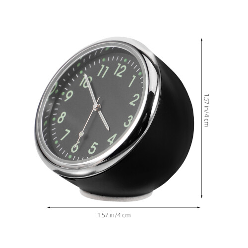 Black Auto Dashboard Clock Metal Mini Stick on Night Glow Car Use 1