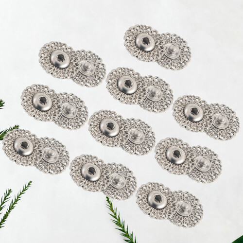 10Pz Snap Argento Chic Con Motivo Fiocco Neve Per Moda 2