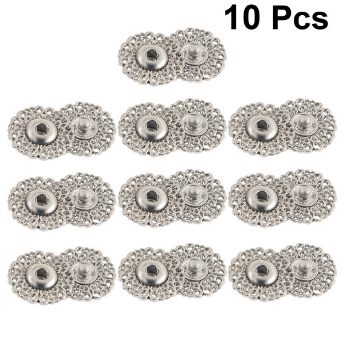 10Pz Snap Argento Chic Con Motivo Fiocco Neve Per Moda 1