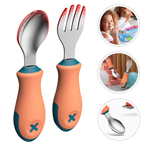 1Ensemble Fourchette Silicone Acier Bébé Usage 2