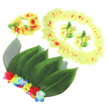 1Set Set Gonna E Hawaiana Con Foglie Realistiche Multicolori