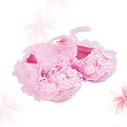 1Paire Chaussures Berceau Rose Robustes Lacets 1