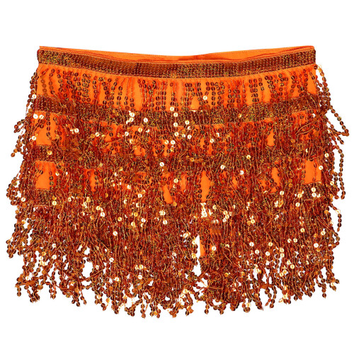 Orange Polyester Sequin Waist Belt for Dance and Belly Dancing