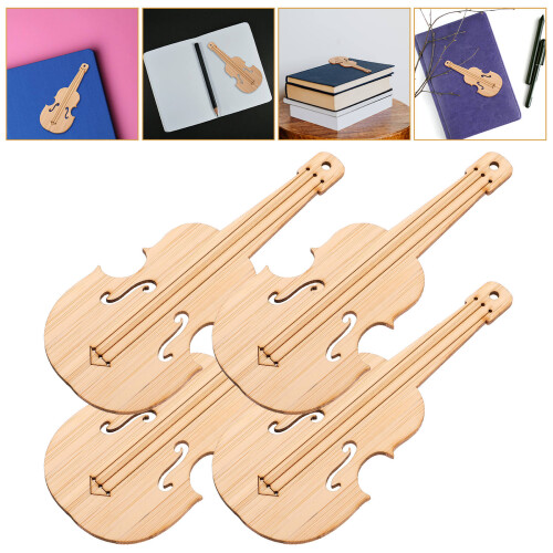 4Pz Segnalibri in Bamboo Beige Decorativi E Resistente Per Libri 2