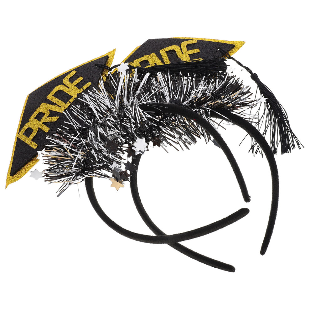 2Pz Cerchietto Laurea Nero Con Tocco Per Cerimonie E Feste-image